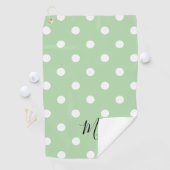 Serviette De Golf Classic Green Polka Dots Pattern Monogram (En situation)