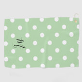 Serviette De Golf Classic Green Polka Dots Pattern Monogram (Horizontal)