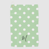 Serviette De Golf Classic Green Polka Dots Pattern Monogram (Devant)