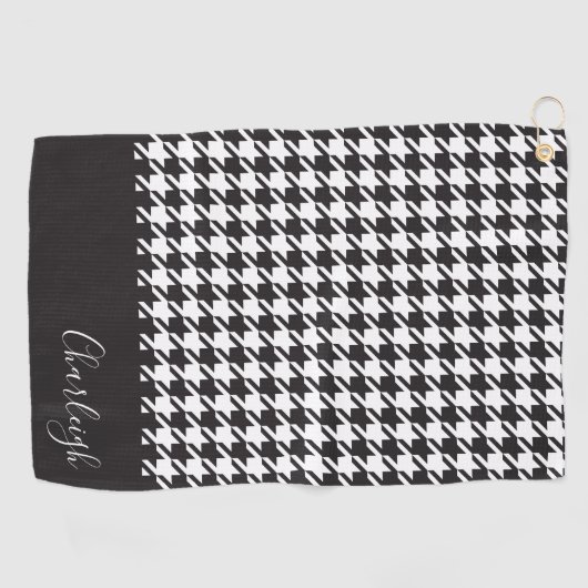 Serviette De Golf Classic moderne noir et blanc Houndstooth (Horizontal)