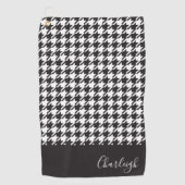 Serviette De Golf Classic moderne noir et blanc Houndstooth (Devant)