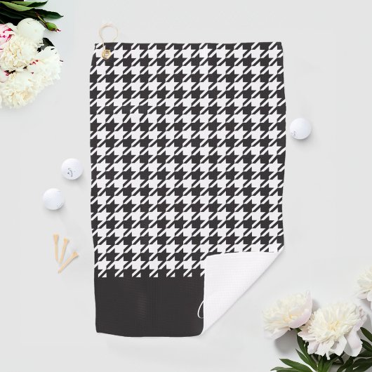 Serviette De Golf Classic moderne noir et blanc Houndstooth
