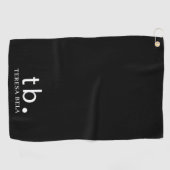 Serviette De Golf Classic Monogram | Elegant Minimal Black & White (Horizontal)