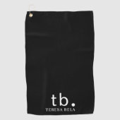 Serviette De Golf Classic Monogram | Elegant Minimal Black & White (Devant)