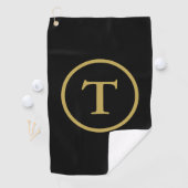 Serviette De Golf Classic Noir & Or Monogramme (En situation)
