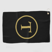 Serviette De Golf Classic Noir & Or Monogramme (Horizontal)