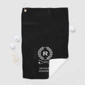 Serviette De Golf Classic Personnalisé Monogramme Wreath Black (En situation)