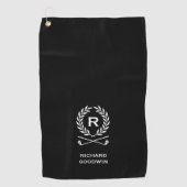 Serviette De Golf Classic Personnalisé Monogramme Wreath Black (Devant)