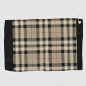 Serviette De Golf Classique Beige Et Plaid Noir (Horizontal)