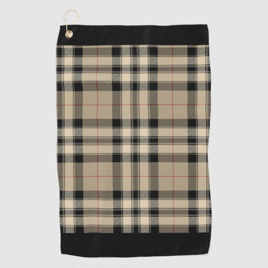 Serviette De Golf Classique Beige Et Plaid Noir (Devant)