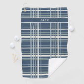 Serviette de golf classique bleu Plaid (En situation)