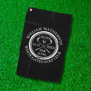 Serviette De Golf Classique Noir et Blanc Trouee en Un Coup