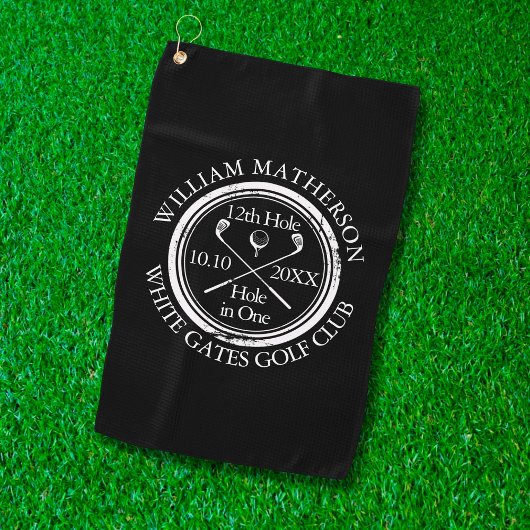 Serviette De Golf Classique Noir et Blanc Trouee en Un Coup