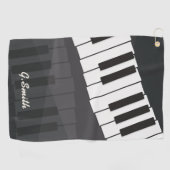 Serviette De Golf Clavier de piano noir et blanc personnalisé. Ajout (Horizontal)