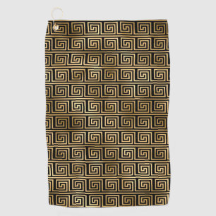 Serviette De Golf Clé grecque noire et or Motif