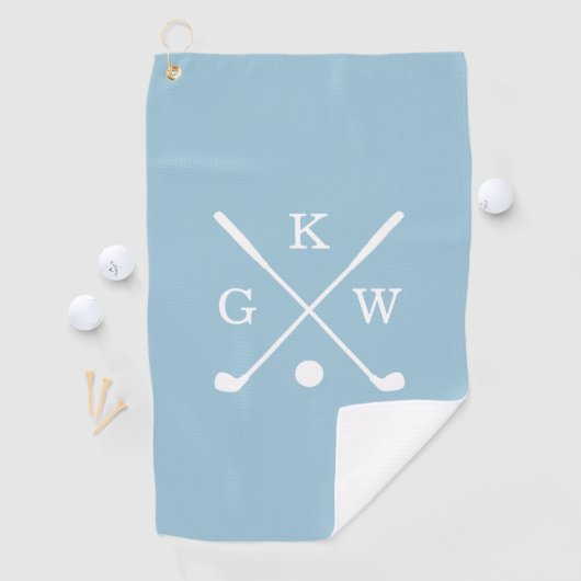 Serviette De Golf Club de golf bleu clair et blanc Monogramme (En situation)