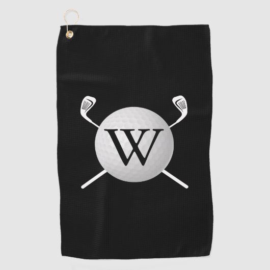 Serviette De Golf Clubs de boules de golf Monogram personnalisés (Devant)