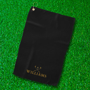 Serviette De Golf Clubs De Golf Black And Gold Personnalisés
