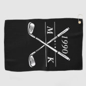 Serviette De Golf Clubs de golf Monogram personnalisés (Horizontal)