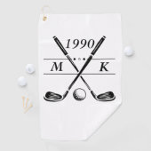 Serviette De Golf Clubs de golf Monogram personnalisés (En situation)