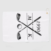 Serviette De Golf Clubs de golf Monogram personnalisés (Horizontal)