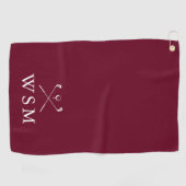 Serviette De Golf Clubs de golf Monogram personnalisés Bourgogne Rou (Horizontal)