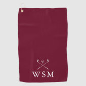 Serviette De Golf Clubs de golf Monogram personnalisés Bourgogne Rou (Devant)