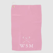 Serviette De Golf Clubs de golf Monogramme personnalisés rose (Devant)