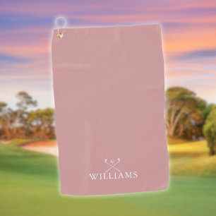 Serviette De Golf Clubs de golf personnalisés au nom Rose Poussiéreu