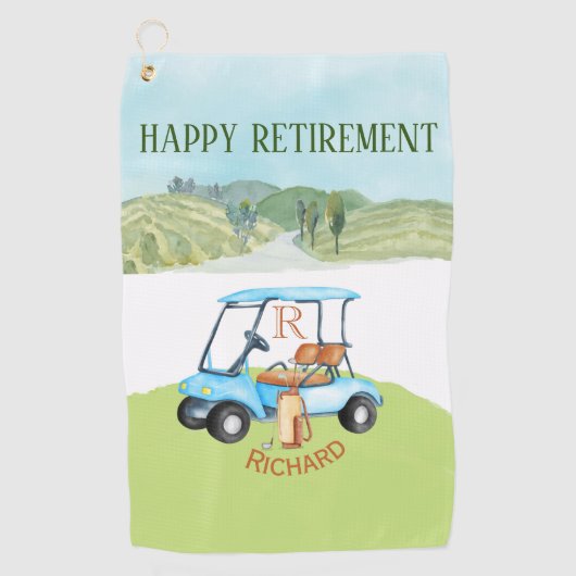 Serviette De Golf Clubs Monogrammes de nom personnalisé (Devant)