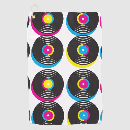 Serviette De Golf CMYK pop art vinyle disques 80s style couleurs viv (Devant)