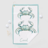 Serviette De Golf Coastal Watercolor Crab Personalized (En situation)