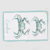 Serviette De Golf Coastal Watercolor Crab Personalized (Horizontal)