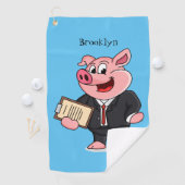 Serviette De Golf Cochon amusant en costume d'affaires dessin animé (En situation)