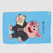 Serviette De Golf Cochon amusant en costume d'affaires dessin animé (Horizontal)