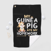Serviette De Golf Cochon d'Inde Mignon a Mangé Mon Devoir (En situation)