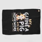 Serviette De Golf Cochon d'Inde Mignon a Mangé Mon Devoir (Horizontal)