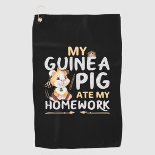 Serviette De Golf Cochon d'Inde Mignon a Mangé Mon Devoir