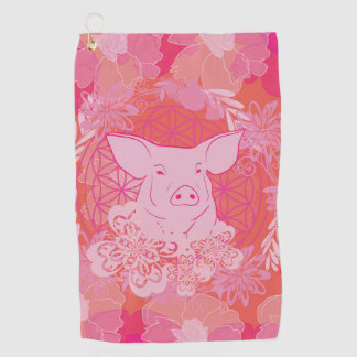 Serviette De Golf cochon, fleur de vie, bleu, mandala, zen, chakra,
