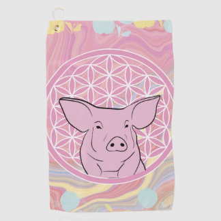 Serviette De Golf cochon, fleur de vie, rose, mandala, zen, chakra,