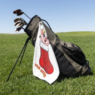 Serviette De Golf Cochon mignon dans un bas de Noël