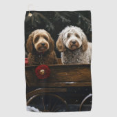 Serviette De Golf Cockapoo Traîneau enneigé Décoration de Noël (Devant)