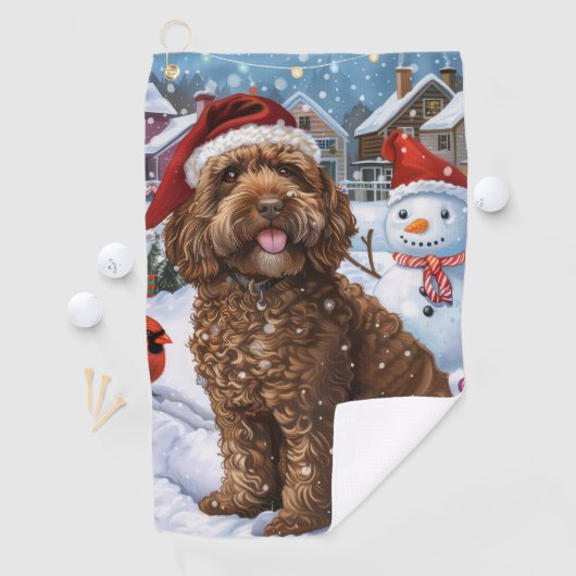 Serviette De Golf Cockapoo Winter Wonderland Christmas Joy (En situation)