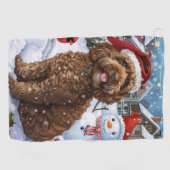 Serviette De Golf Cockapoo Winter Wonderland Christmas Joy (Horizontal)