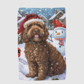 Serviette De Golf Cockapoo Winter Wonderland Christmas Joy (Devant)