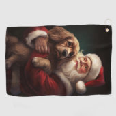 Serviette De Golf Cocker Spaniel avec Noël Festif du Père Noël (Horizontal)