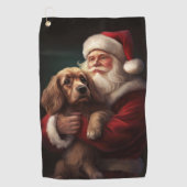 Serviette De Golf Cocker Spaniel avec Noël Festif du Père Noël (Devant)