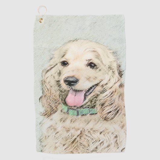 Serviette De Golf Cocker Spaniel Buff Peinture - Art Chien original (Devant)