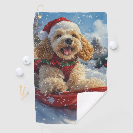Serviette De Golf Cocker Spaniel Chien dans Sledge Let it neige Noël