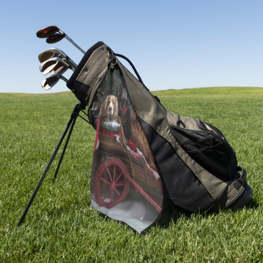 Serviette De Golf Cocker Spaniel Snowy Sleigh Décor de Noël (Vert)